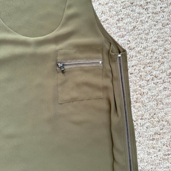 Naked Zebra‎ zippered sides tank double layers zipper pocket Olive Green S - Picture 3 of 10